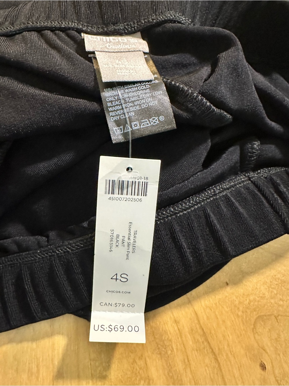 NWT Chico’s Travelers Essential Slim Pants Black Pull-On Knit 4S Travel - Picture 7 of 11